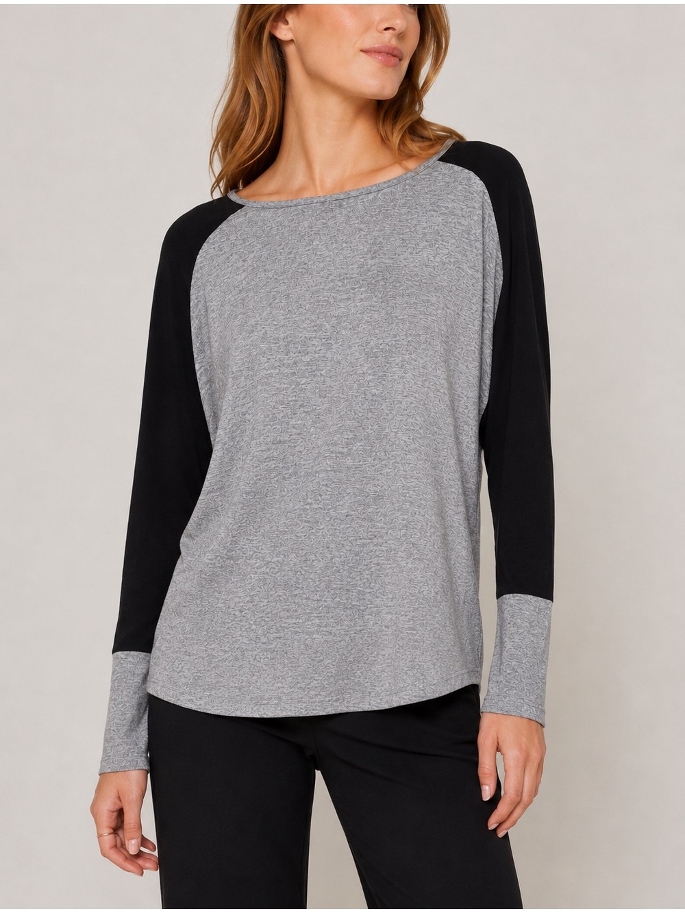 Vince Gray & Black Raglan Long Sleeve Top Size Large NWT Colorblock Tee